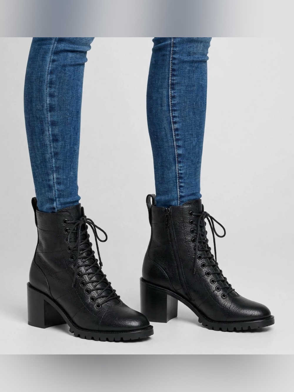 Jimmy Choo Black Leather Lace-Up Block Heel Boots - size 39.5 - Picture 10 of 12